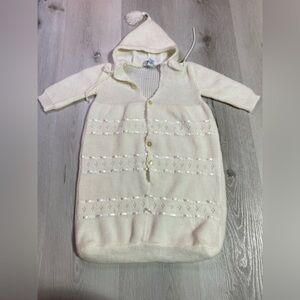 Vintage All Mine Ivory Closed Bottom Baby Gown W/Ribbon Detail, No size tag